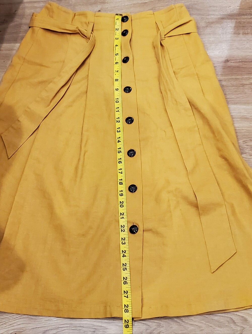 Sezane Mustard Button-Front Midi Skirt - Picture 6 of 7